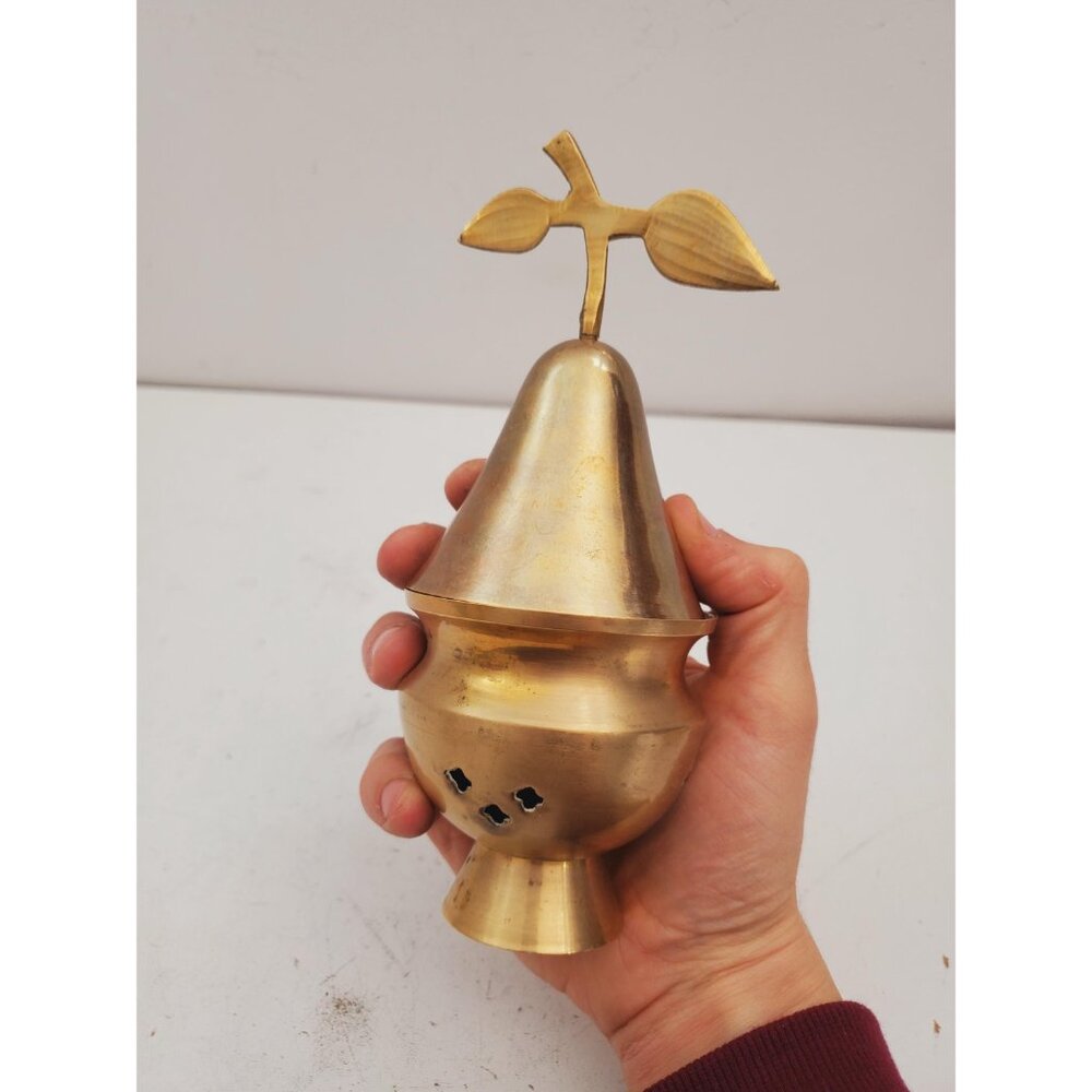 Vintage Brass Stick/Cone Incense Burner small burner with lid, made in india - Picture 2 of 10